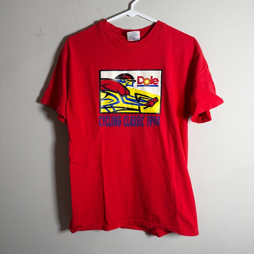 Vintage 1994 Dole Cycling Classic T Shirt Mens Medium Red Hanes Beefy-T USA Made